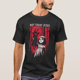 Inte i dag Jesus Satanic Goth Black Goat Demon 666 T Shirt