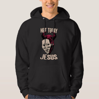 Inte i dag Jesus Satanic Mörk Humor Demon Hoodie