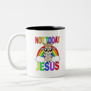 Inte i dag Jesus Två-Tonad Mugg