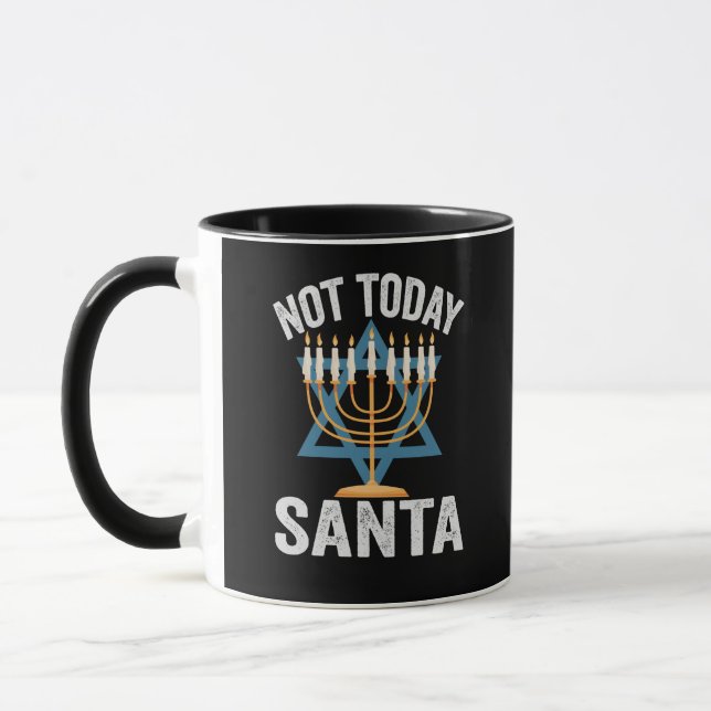Inte i dag Santa Jewish Hanukkah Helgdag Menorah Mugg (Vänster)