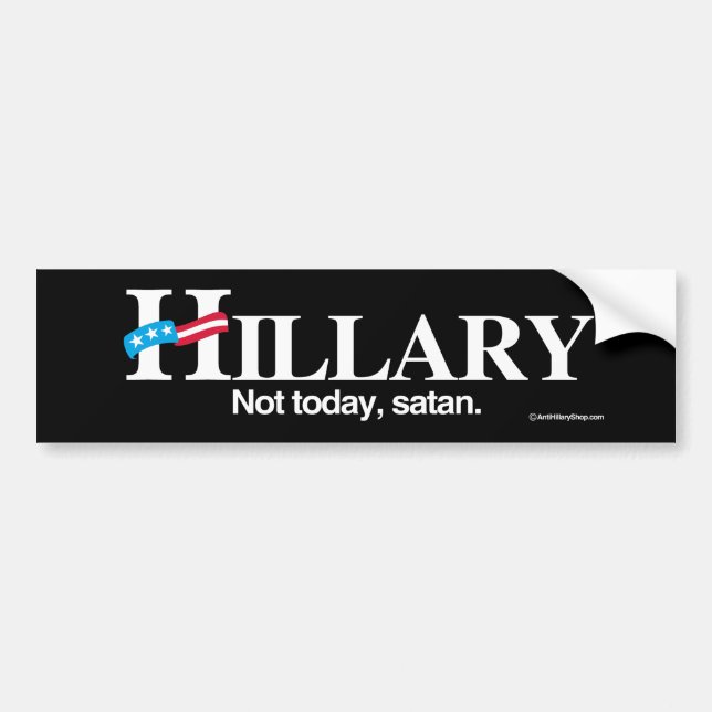 Inte i dag, Satan - Anti-Hillary - vit - .png Bildekal (Framsidan)