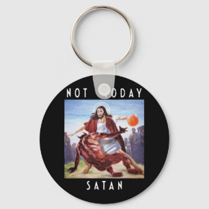Inte i dag satan Jesus satan in Bysketbyll Nyckelring