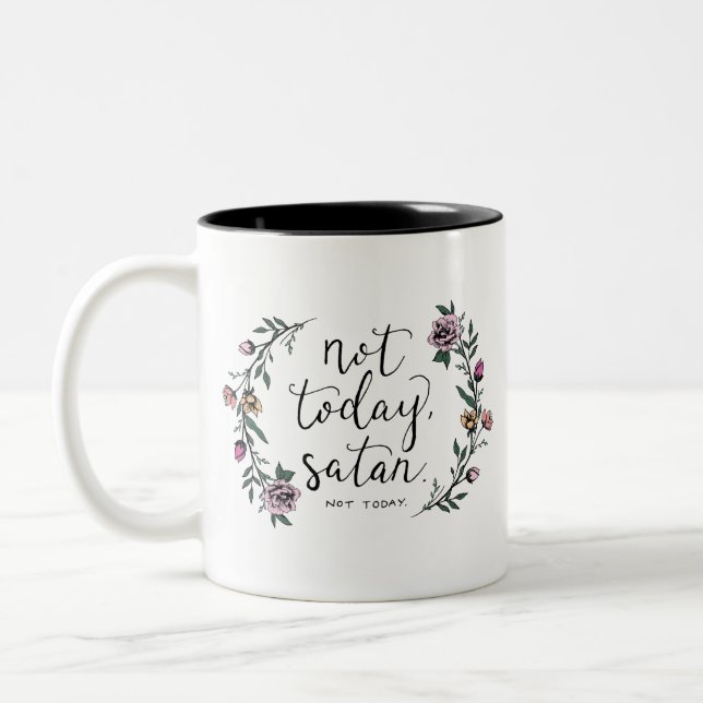 Inte i dag, Satan kaffemugg, rolig mugg, kreativ Två-Tonad Mugg (Vänster)
