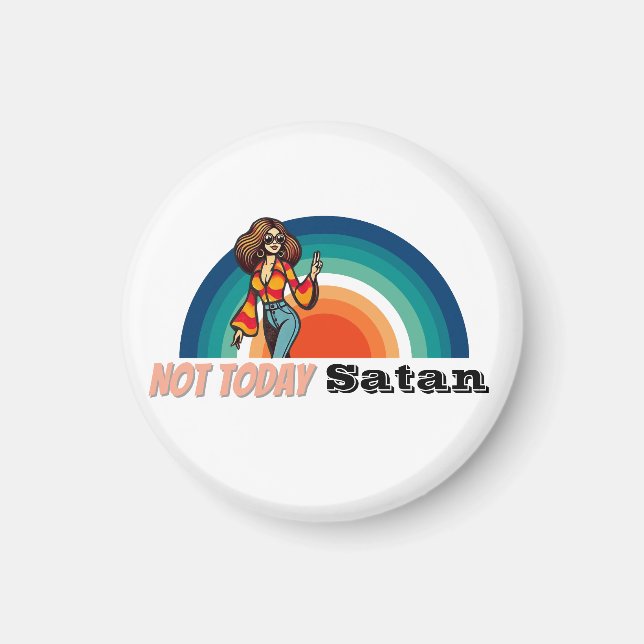 Inte i dag Satan Retro Magnet (Framsidan)