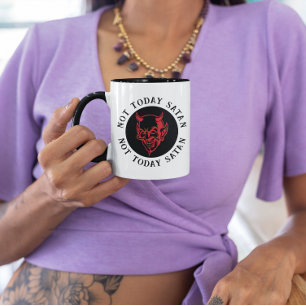 Inte i dag Satan Smiling Djävulen Funny Coffee Mugg