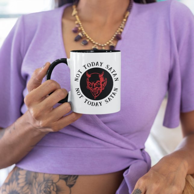 Inte i dag Satan Smiling Djävulen Funny Coffee Mugg (Skapare uppladdad)