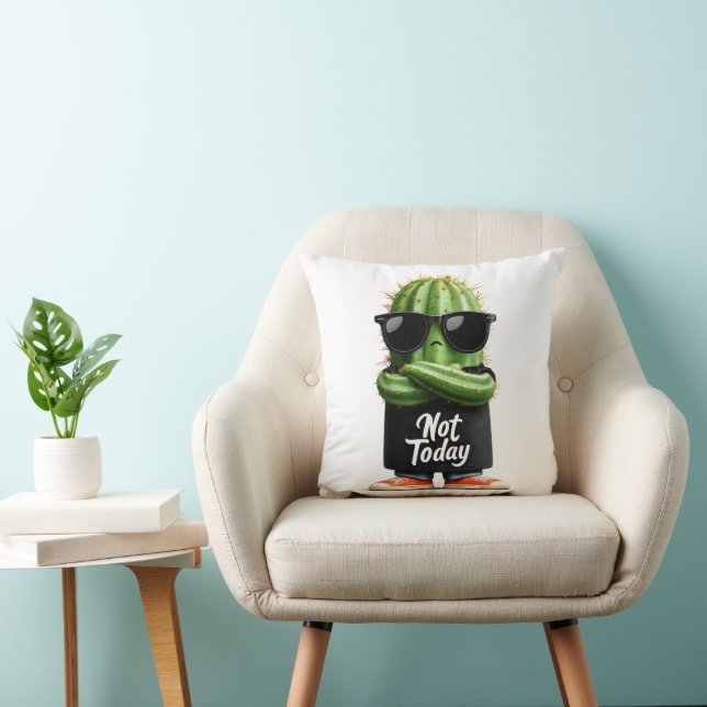 "Inte idag" Cactus with Sunglass and Attitude Kudde (Stol)