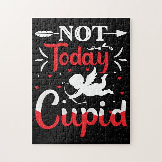 Inte Idag Cupid Roligt Alla Hjärtans Dag Pussel (Vertikal)