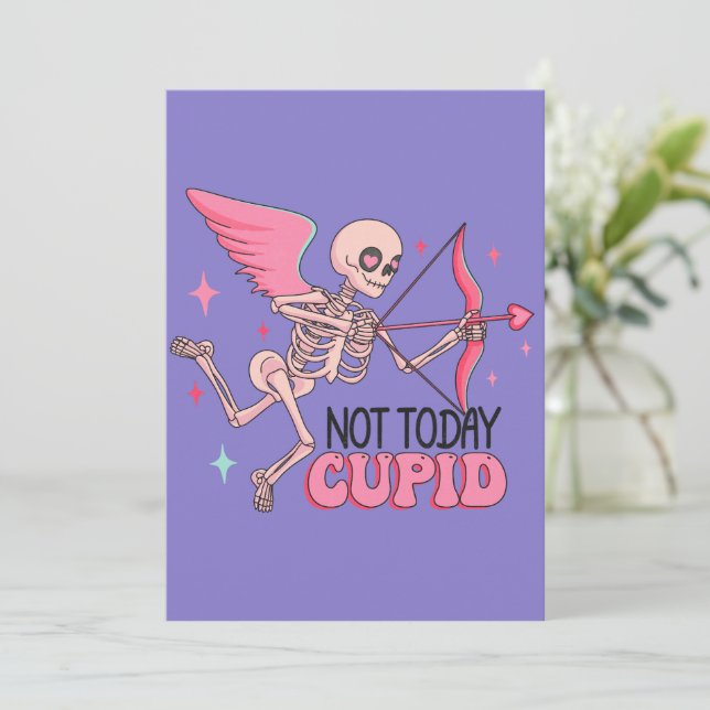 Inte Idag Cupid Roligt Anti Valentine Julkort (Stående Fram)
