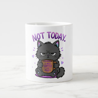 Inte Idag Grinig Katt Kaffeälskare Söt Rolig Katt Jumbo Mugg