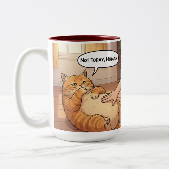 Inte Idag Människa Grumpy Cat Mugg | Lat Katt Roli (Vänster)