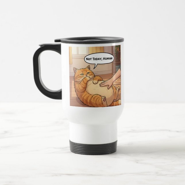 Inte Idag Människa Grumpy Cat Mugg | Lat Katt Roli (Vänster)