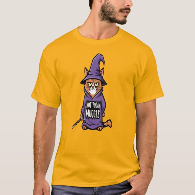 Inte Idag Muggel-Katt T-Shirt - Rolig Trollkarls K (Framsida)