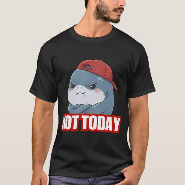 Inte Idag! Rolig Chibi Haj T Shirt (Framsida)