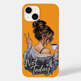 Inte Idag Sassy Tjej med Kaffe Gult Telefonfodral