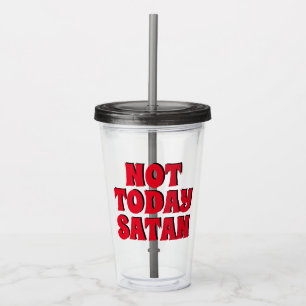 Inte idag Satan Funny Black and Red Take Away Mugg
