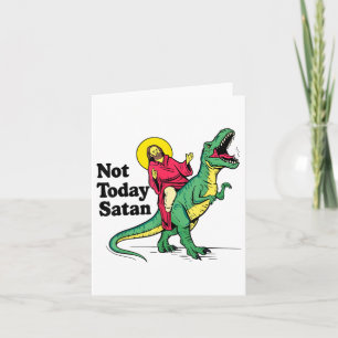 Inte idag Satan Jesus Riding Dinosaur Boys Kids Xm Kort