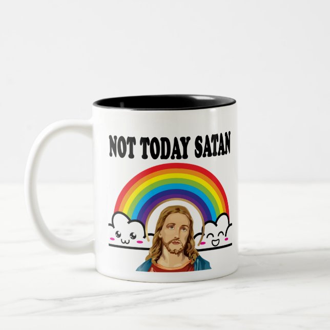 Inte idag Satan Två-Tonad Mugg (Vänster)