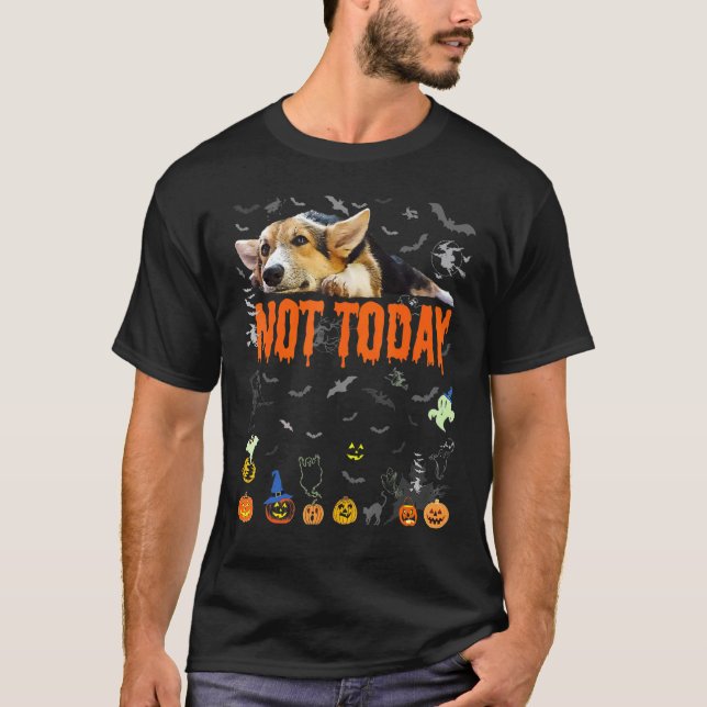 Inte Idag Söt Corgi Fult Halloween Tröja (Framsida)