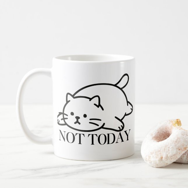 Inte Idag Söt Lat Katthumör Kaffemugg (Med munk)