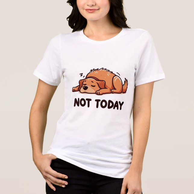 Inte Idag Sover Hund Tecknad Serie T Shirt (Framsida)