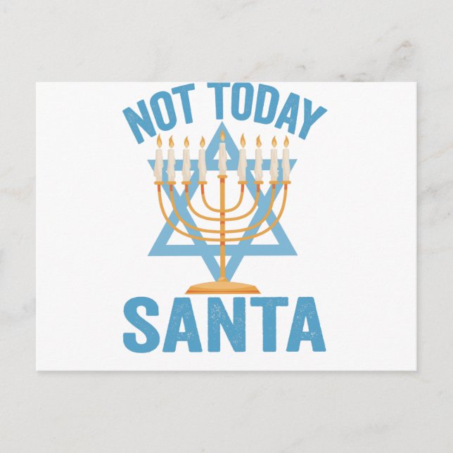 Inte Idag Tomte Judisk Hanukkah Firande Menorah Vykort (Framsida)