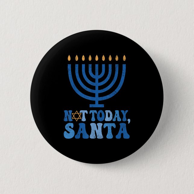 Inte idag tomten Menorah Chanukah Je Knapp (Framsida)
