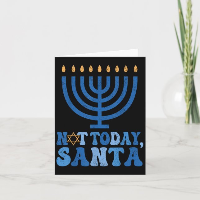 Inte idag tomten Menorah Chanukah Je Kort (Framsida)