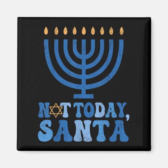 Inte idag tomten Menorah Chanukah Je Magnet (Framsidan)