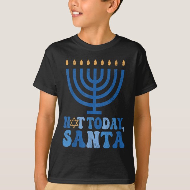 Inte idag tomten Menorah Chanukah Je T Shirt (Framsida)