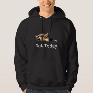 Inte Idag Valp Söt Corgi Hund Hoodie