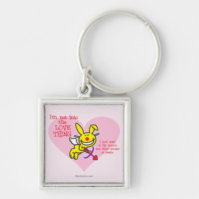 Inte in i kärleksaken fyrkantig silverfärgad nyckelring (Framsidan)