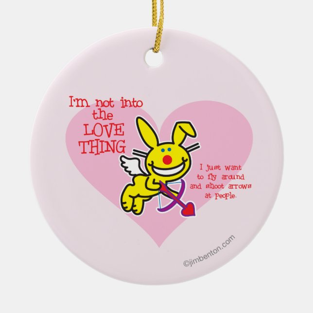Inte in i kärleksaken julgransprydnad keramik (Framsidan)