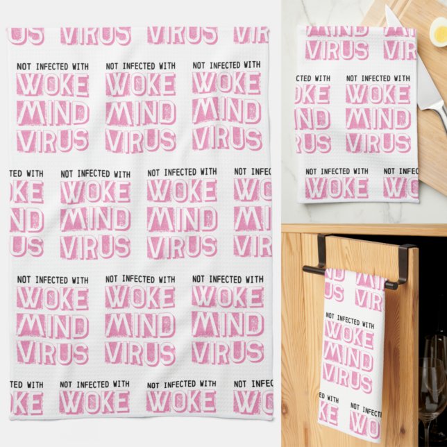 Inte infekterad med Woke Mind Virus Mönster Anpass Kökshandduk (Skapare uppladdad)