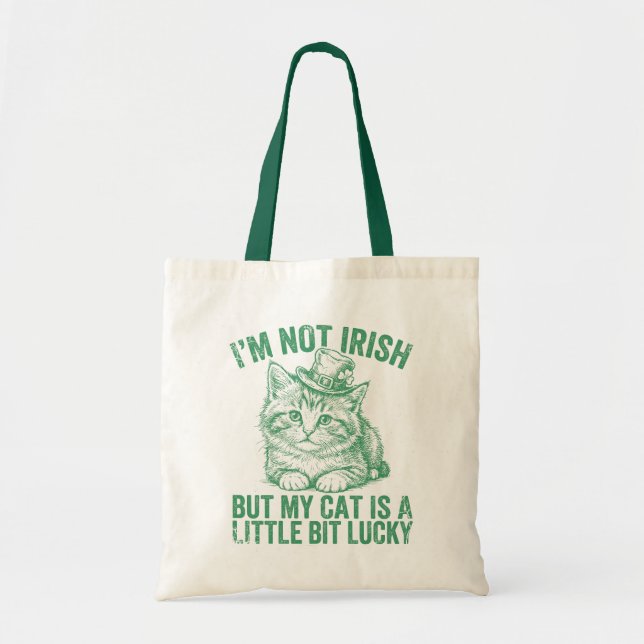 Inte irländsk men min katt är lycklig St. Patricks Tygkasse (Framsidan)