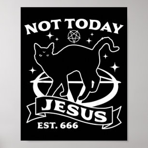 Inte Jesus - Svart Katt Satanisk Djävul Halloween Poster