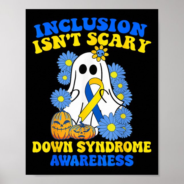 Inte läskig Halloween-spöke Downs syndrom medveten Poster (Framsidan)
