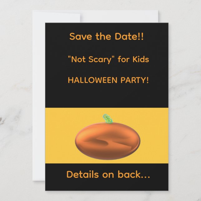 "Inte läskigt" barn HALLOWEEEN-fest Spara datumet (Framsida)