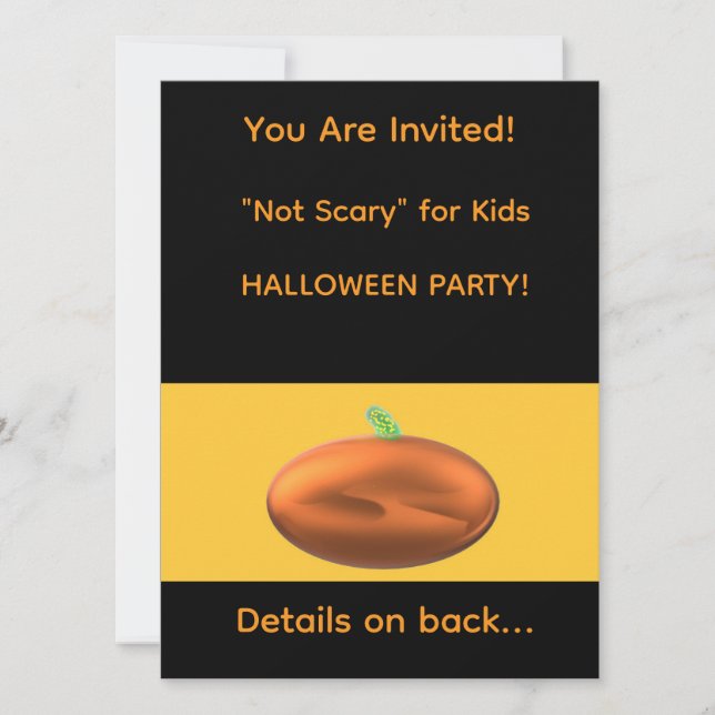 "Inte läskigt" för barn HALLOWEEEN FEST INVITATION Spara Datumet (Framsida)