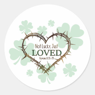 INTE LUCKY BARA LOVED Christian St. Patrick's Day Runt Klistermärke