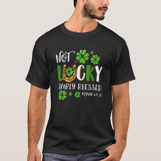 Inte Lucky, bara välsignad Leopard Shamrock St Pat T Shirt (Framsida)