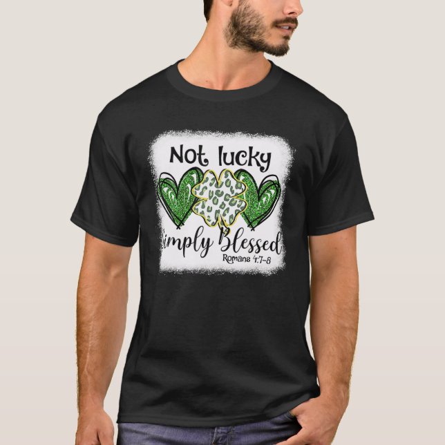 Inte Lucky, bara välsignad Leopard Shamrock St Pat T Shirt (Framsida)