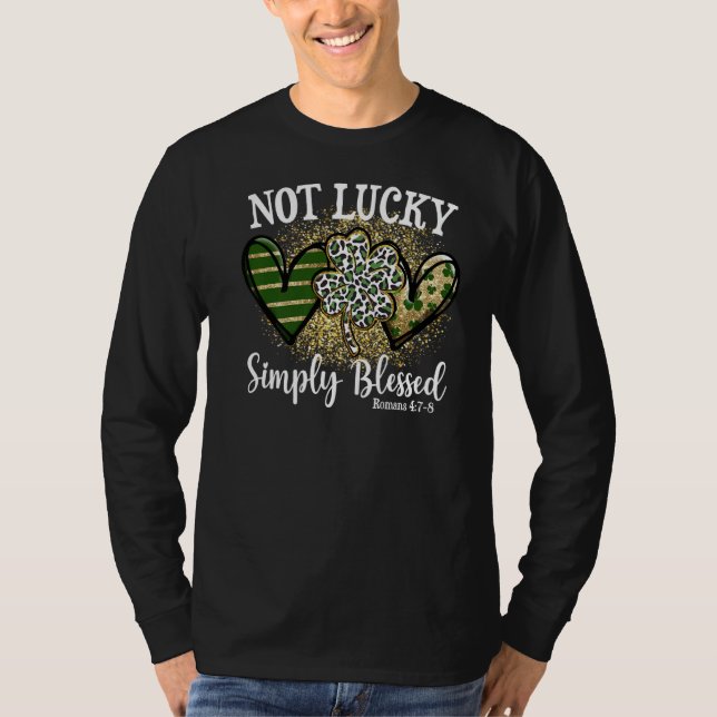 Inte Lucky, bara välsignad Leopard Shamrock St Pat T Shirt (Framsida)