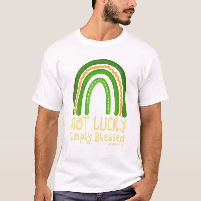 Inte Lucky, bara välsignad Leopard Shamrock St Pat T Shirt (Framsida)