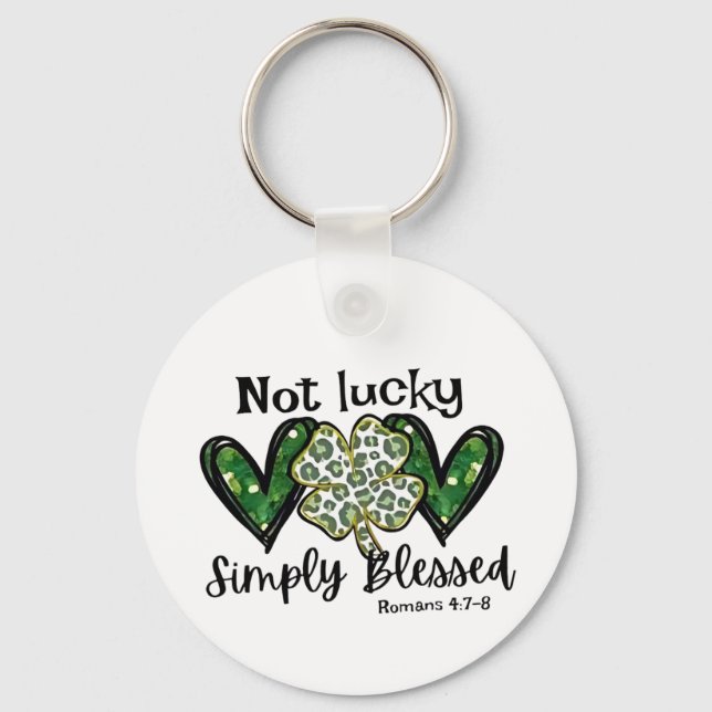 Inte Lucky, bara välsignad Lucky Charm St Patrick Nyckelring (Framsida)
