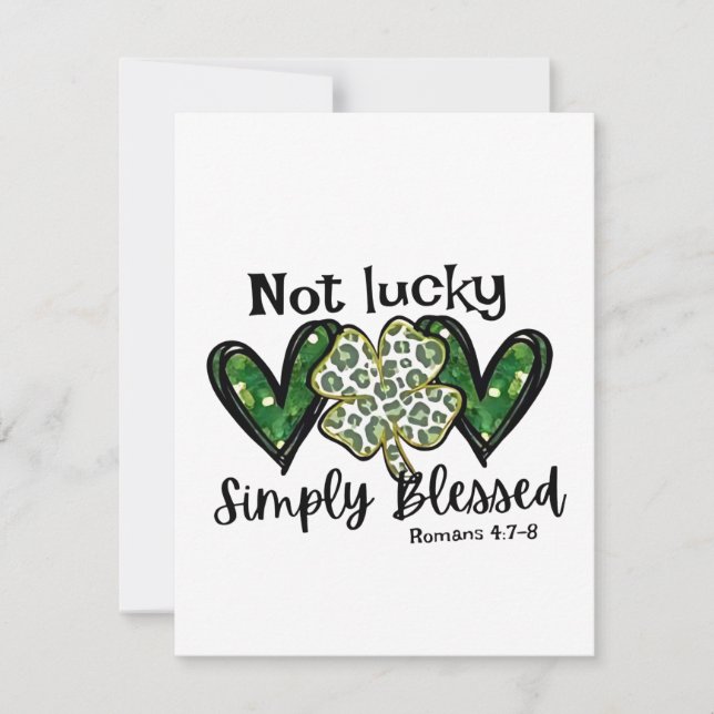 Inte lycklig, helt enkelt välsignad Lucky Charm St Anteckningskort (Framsida)
