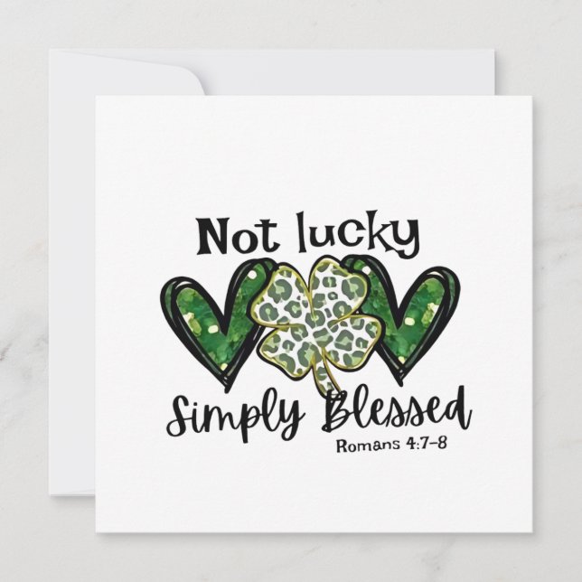 Inte lycklig, helt enkelt välsignad Lucky Charm St Inbjudningar (Framsida)