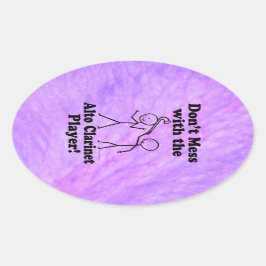 inte med Alto Clarinet Player Oval Stic Ovalt Klistermärke