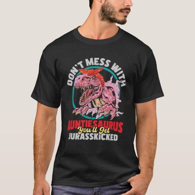  inte med Auntiesaurus Aunty Auntie Gender T Shirt (Framsida)