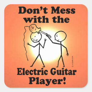 inte med den elektriska gitarparentestormen fyrkantigt klistermärke